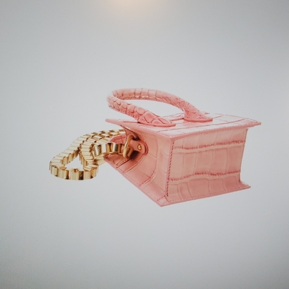 APEDE MOD EMBOSSED LEATHER MINI BAG. NWT PINK Crocodile print - Picture 4 of 16
